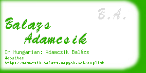 balazs adamcsik business card